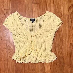 PacSun Light Yellow Crochet Crop Top